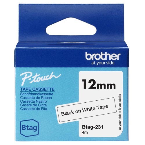 BROTHER BTAG231 NASTRO 12MM BK SU BIANCO